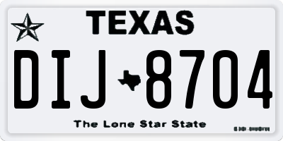 TX license plate DIJ8704