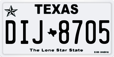 TX license plate DIJ8705