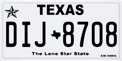 TX license plate DIJ8708