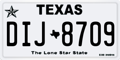 TX license plate DIJ8709