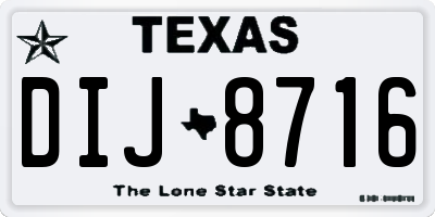 TX license plate DIJ8716
