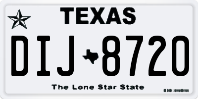 TX license plate DIJ8720