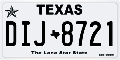 TX license plate DIJ8721