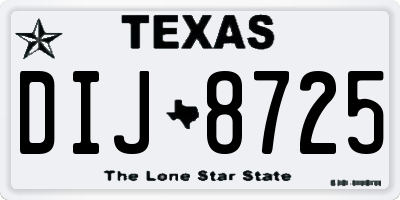 TX license plate DIJ8725
