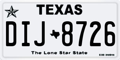 TX license plate DIJ8726