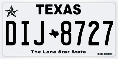 TX license plate DIJ8727