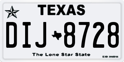 TX license plate DIJ8728