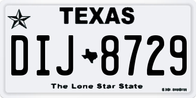 TX license plate DIJ8729