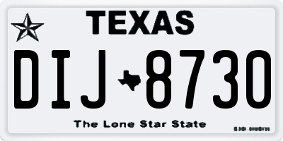TX license plate DIJ8730