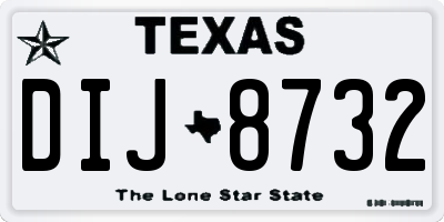 TX license plate DIJ8732