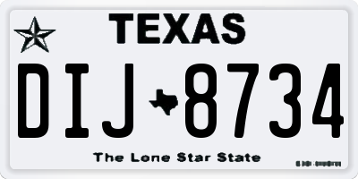 TX license plate DIJ8734