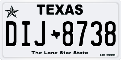 TX license plate DIJ8738