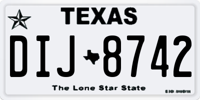 TX license plate DIJ8742