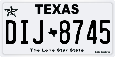 TX license plate DIJ8745