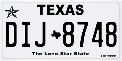 TX license plate DIJ8748