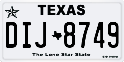 TX license plate DIJ8749