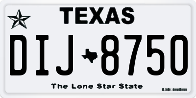 TX license plate DIJ8750