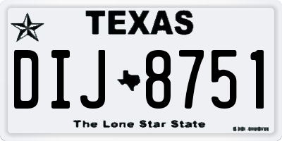 TX license plate DIJ8751