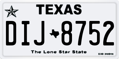 TX license plate DIJ8752