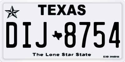 TX license plate DIJ8754