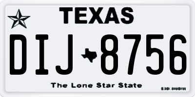 TX license plate DIJ8756