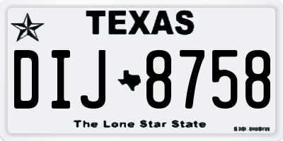 TX license plate DIJ8758