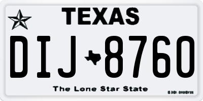 TX license plate DIJ8760