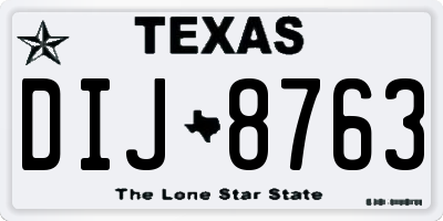 TX license plate DIJ8763