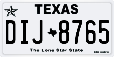 TX license plate DIJ8765