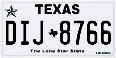 TX license plate DIJ8766
