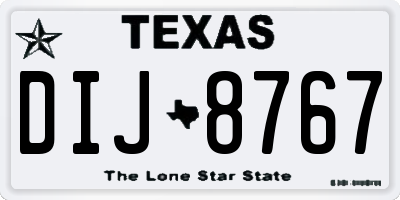 TX license plate DIJ8767