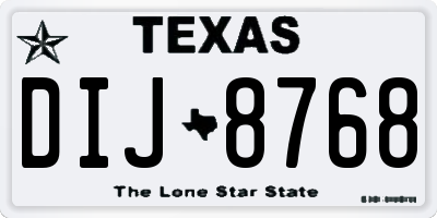 TX license plate DIJ8768
