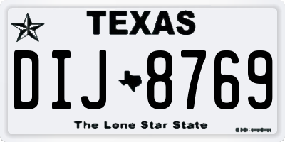 TX license plate DIJ8769