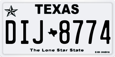 TX license plate DIJ8774