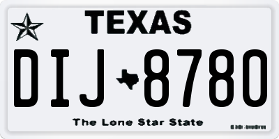 TX license plate DIJ8780