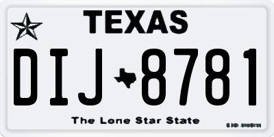 TX license plate DIJ8781