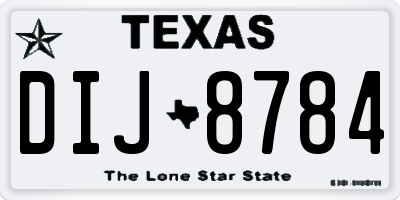 TX license plate DIJ8784