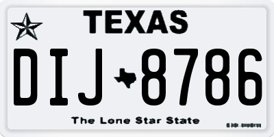TX license plate DIJ8786