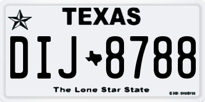 TX license plate DIJ8788