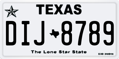 TX license plate DIJ8789