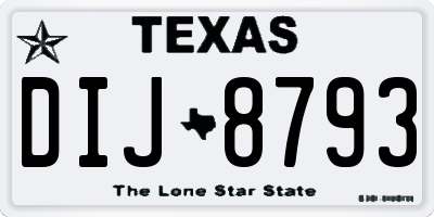 TX license plate DIJ8793