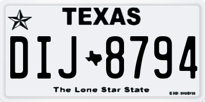 TX license plate DIJ8794
