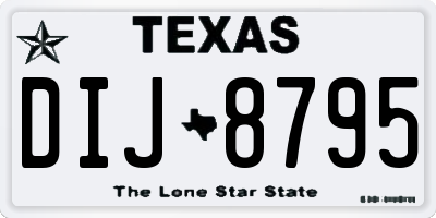 TX license plate DIJ8795