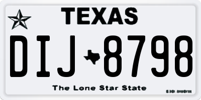 TX license plate DIJ8798