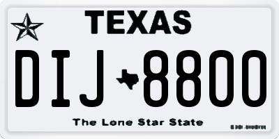 TX license plate DIJ8800