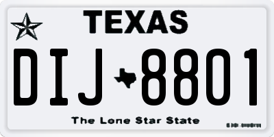 TX license plate DIJ8801