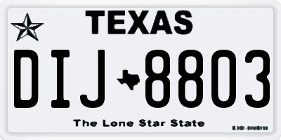 TX license plate DIJ8803