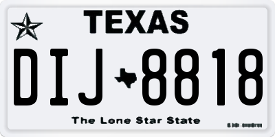 TX license plate DIJ8818
