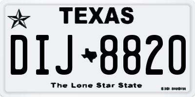 TX license plate DIJ8820