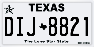 TX license plate DIJ8821